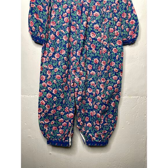 Vintage Polly Flinders Bubble Romper Blue Floral Girls Size 3T - Picture 7 of 7
